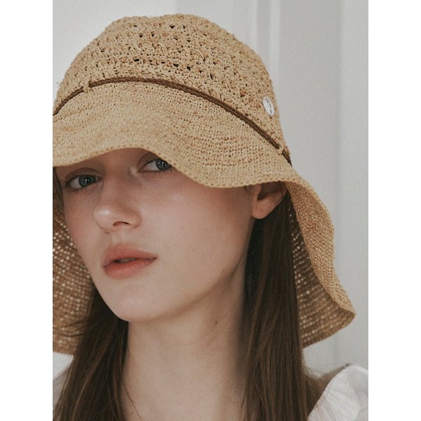 Tied raffia bucket hat