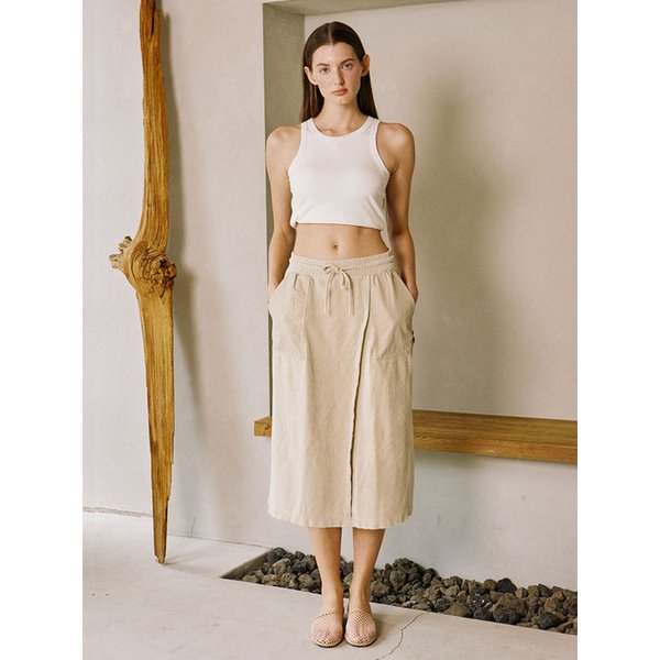 Terry Pocket Long Skirt Beige