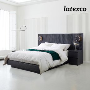 라텍스코 루덴 무늬목 호텔식 평상형 침대 SS+천연라텍스 매트리스 14cm