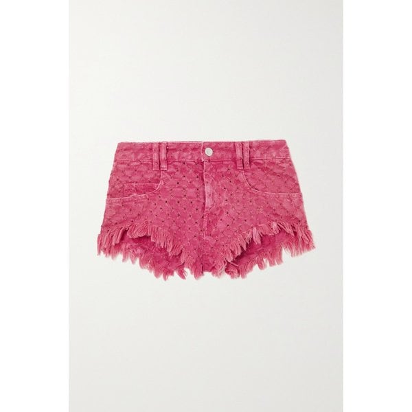 아네이다 프린지 디스트레스드 데님 쇼츠 푸시아 1647597302556754