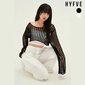 [HYFVE] 오픈 스티치 크로셋 크롭 탑