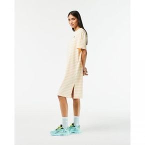 4179227 Lacoste Striped Cotton Jersey T-Shirt Dress - FLOUR/COB