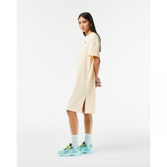 이스퀘어 4179227 Lacoste Striped Cotton Jersey T-Shirt Dress - FLOUR/COB