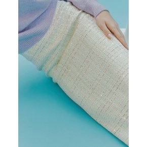 Tweed Sequin H-Line Skirt (pastel cream)