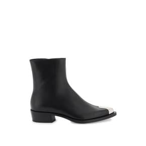 알렉산더 맥퀸 Alexander mcqueen leather punk ankle boots Ankle boots 711114 WIDY1 BLACK SI