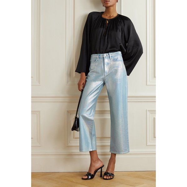 르 제인 크롭 이리디센트 하이웨이스트 스트레이트 진 1647597325681688