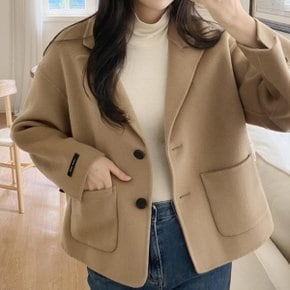 여자 카라넥 빅사이즈 숏코트 울 FW 수제 자켓