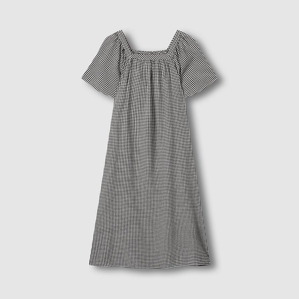 여 레이온 코튼 시어서커 반팔 파자마 원피스 J206203070097