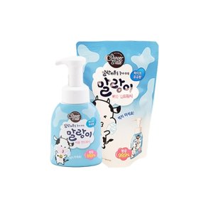 애경 샤워메이트 말랑이 버블핸드워시 우유 250ml 리필 X 3개