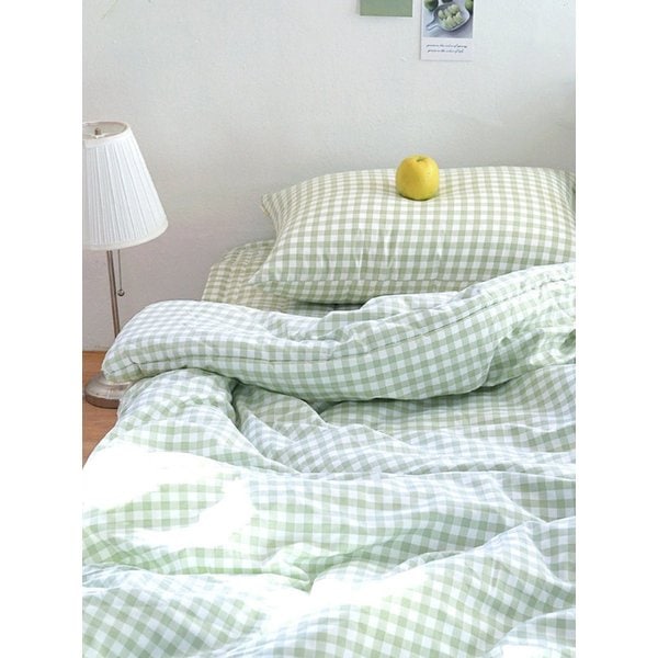 드림체크 먼지없는 사계절 옥수수솜 무봉제 차렵이불세트 SS/Q/DK 8colors