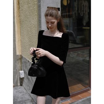 플로움 Velour Ribbon Dress - Mini