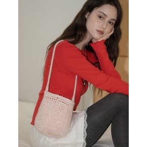Lily Handmade Crochet Metallic Mohair Fur Bucket Bag _ Aurora Pink