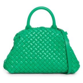 우먼 Bottega Veneta 미니 인트레치아토 레더 탑핸들백 핸드백 백 가방 Parakeet Gold 4461231