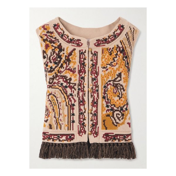 프린지 자수 울 베스트 베이지 1647597350357404