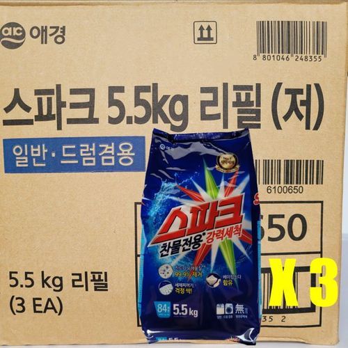 애경 스파크 파우치 일반/드럼겸용 5.5kg 3개1box