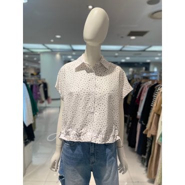 파프리카 페미닌 밑단 스트링 도트 블라우스/SJ2BL421
