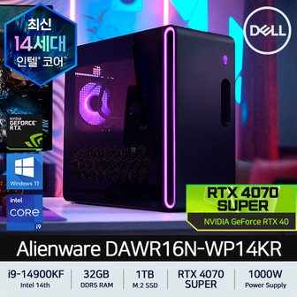 DELL [공식]에일리언웨어 R16 델 게이밍 데스크탑 DAWR16N-WP14KR i9-14900KF 32GB RTX 4070 SUPER