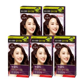 뉴골드 한방 칼라 크림 염색약 흑갈색 6호x5개 염색