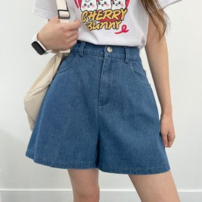 하이 뒷밴딩 데님 반바지 3컬러_P395716053
