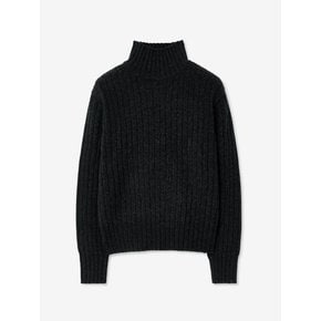 RIBBED CASHMERE TURTLE NECK SWEATER_CHARCOAL