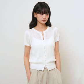 WOMAN 펀칭 스캘럽 하프 가디건 [WHITE] / GF2LKC535