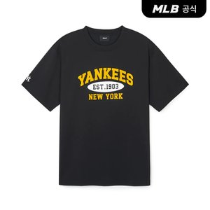 MLB [코리아공식] 바시티 오버핏 반팔 티셔츠 NY (Black)