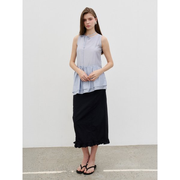 프릴 슬릿 데일리 스커트 Frill slit daily skirt black
