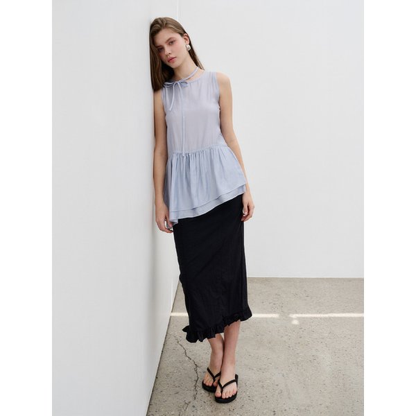 프릴 슬릿 데일리 스커트 Frill slit daily skirt black