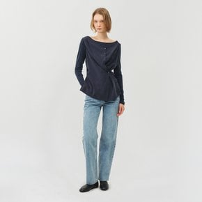 울 더블 레이어드 롱 슬리브 티셔츠_네이비 / WOOL DOUBLE-LAYERED LONG SLEEVE