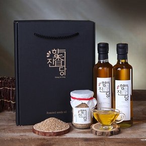 향진당 국산 참기름 300선물세트 2호(참기름300ml,들기름300ml,볶은참깨60g,볶은검정깨6