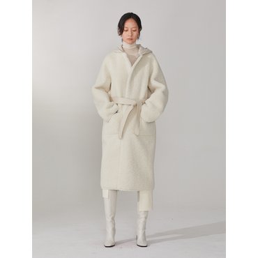 뮤제 MOUTON Faux-Shearing Reversible LONG Mustang Coat_Ecru Ivory