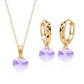 14K GOLD 스와로브스키 바이올렛 크리스탈 쥬얼리 2종 SET