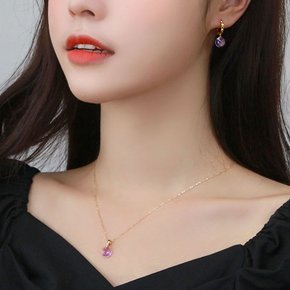 14K GOLD 스와로브스키 바이올렛 크리스탈 쥬얼리 2종 SET