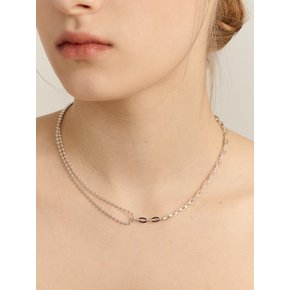 [In518]Unbal Big Oval Silver Necklace