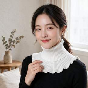 여성 터틀넥 니트 목폴라 넥워머 목토시 프릴 가을 겨울 레이어드
