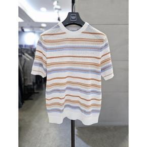 세이브존03 바쏘옴므 남자 면100 단가라 라운드 반팔 니트 WSYFAS2WR15 (S49414564)