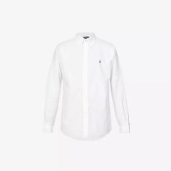 이스퀘어 5504623 Ralph Lauren Long-sleeved logo-embroidered custom-fit stretch cotton-poplin shirt