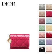 디올 DIOR Lady Dior 로터스 카나지 송아지 가죽 지갑 월렛