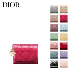 디올 DIOR Lady Dior 로터스 카나지 송아지 가죽 지갑 월렛