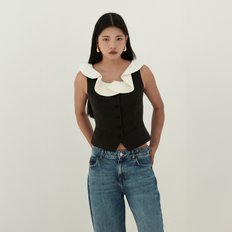 Ruffle Collar Vest - Black