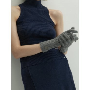 소에타에르 Cashmere 100% Ella Ribbed Finger Hole Gloves For Womens (Ash Grey)