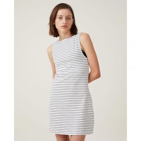 5017402 Cotton On Bella Boat Neck Mini Dress - Classic Stripe Gardenia