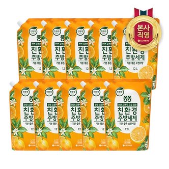 엘지생활건강 퐁퐁 친환경 주방세제 오렌지 1.2L x 10개
