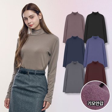 이지바이 베이직웜 여성 부드러운 기모 반목 티셔츠 겨울 이너 레이어드 목폴라(C93LT037W)