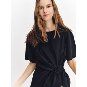 Waist Tied Detail T-shirts BLACK