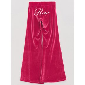 Big Logo Velvet Boots-cut Pants Hot Pink