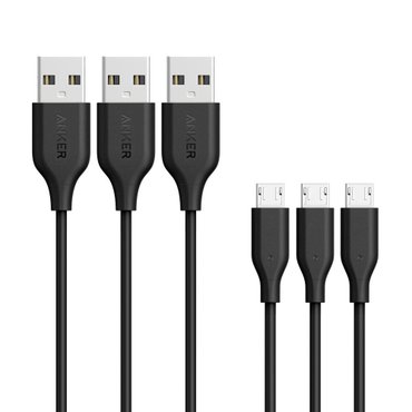  앤커 PowerLine Micro USB 케이블 급속 충전 고속 데이터 전송 지원 0.9m×3