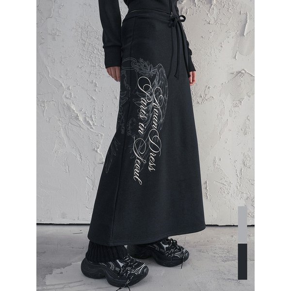 하프 윙 그래픽 맥시 스커트_2Colors