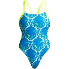 독일 펑키타 여자 수영복 Funkita Thirsty Cow Womens V Neck 스트랩 Open Back Swimsuit 149952