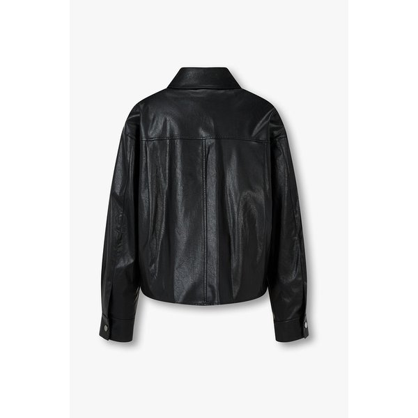 스냅 버튼 신세틱 레더 자켓 7156160003199